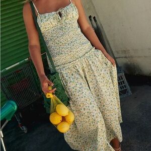 NWT Free People Floral Dress Lavendar Daze Sun Dress Multicolor Size Large MIDI